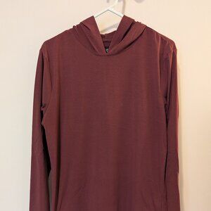 Elongated AO Curve-Hem Long Sleeve Tee Hooded